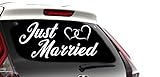 Shirtstown Just Married Aufkleber Hochzeit Liebe Herzen Sticker Auto 60 cm, Farbe Weiss