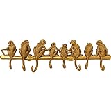 Kare Design Monkey Hook Gold, Wandgarderobe mit 8 Haken im Äffchen Motiv, Wanddekoration, Garderobenleiste, Accessoire, 21,5x69,5x5,5cm