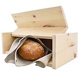 4betterdays.com NATURlich leben! Zirben Brotkasten aus 100% Zirbenholz inkl. Zirbenholz-Gitter & Bäckerleinen - Maße: 45 x 16 x 25 cm - Handgemacht in Österreich
