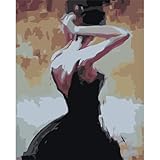 Cooiiye Kleid Mädchen zurück Malen Nach Zahlen Erwachsene Acrylfarbe auf Leinwand Malen Nach Zahlen,DIY Rahmen Handgemalt Ölgemälde Set mit Pinseln Paint by Numbers Kunsthandwerk Home Decor 45x60