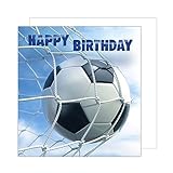 Edition Seidel Premium quadratische Geburtstagskarte mit Umschlag. Glückwunschkarte Happy Birthday Billet Karte Mann Frau Teenager Kinder Fußball (GQ116 SW024)