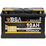 BSA Autobatterie 90Ah 12V 860A/EN +30% Startleistung Batterie ersetzt 80Ah 85Ah 88Ah