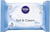 NIVEA BABY Soft & Cream Feuchttücher (1 x 63 Stück), feuchte Tücher zur sanften Reinigung empfindlicher Babyhaut, extraweiche Tücher mit pflegender Softcreme