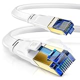 CSL - 10m CAT 8.1 Netzwerkkabel Flach 40 Gbits - LAN Kabel Patchkabel - CAT 8 Gigabit RJ45 Ethernet Cable - 40000 Mbits Glasfaser Geschwindigkeit - Flachbandkabel - Verlegekabel - Cat 6 Cat 7 Cat 8
