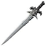 YATEK World of Warcraft inoffizielle Replik Schwert Frostmourne von Arthas in Originalgröße 120 cm, gefertigt aus Edelstahl und mit Wandsockel inklusive - Dekoratives Schwert ohne Rand