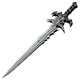 YATEK World of Warcraft inoffizielle Replik Schwert Frostmourne von Arthas in Originalgröße 120 cm, gefertigt aus Edelstahl und mit Wandsockel inklusive - Dekoratives Schwert ohne R