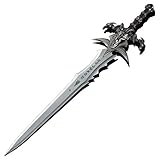 YATEK World of Warcraft inoffizielle Replik Schwert Frostmourne von Arthas in Originalgröße 120 cm, gefertigt aus Edelstahl und mit Wandsockel inklusive - Dekoratives Schwert ohne Rand