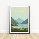 Lake District Print Wall Art Poster | Minimalistische englische National Park Artwork | Lake District Home Decor Geschenkidee | gerahmte und ungerahmte Kunst