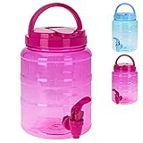 Murago - Getränkespender mit Zapfhahn ca. 2 Liter Pink Wasserspender Saftspender Rosa Kunststoff hervorragend für Kinder Plastik