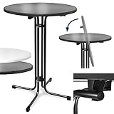 Beautissu Stehtisch klappbar 80 cm Schwarz Bellini – Kratzfest Stabil Wetterbeständig – Stehtische Outdoor Bistrotisch Rund Montage leicht Halterung vormontiert– Biertisch Partytisch Klappbar B