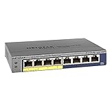 Netgear GS108PE PoE Switch 8 Port Gigabit Ethernet LAN Switch Plus mit 4 Port 53W (Managed Netzwerk Switch PoE, IGMP, QoS, VLAN, lüfterlos, ProSAFE Lifetime-Garantie)