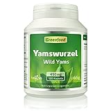 Yamswurzel (Wild Yams), 450 mg, hochdosierter Extrakt (mind. 20% Diosgenin), 120 Kapseln, vegan – OHNE künstliche Zusätze. Ohne Gentechnik. Vegi-Kapseln.