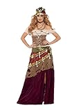 Halloween! Smiffys Deluxe Voodoo-Priesterin-Kostüm, Mehrfarbig, mit Kleid, Schärpe, Hut und Halskette