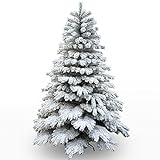 6/7 FT beflockte Weihnachtsbaum, verschneite Weihnachtsbaum, verschlüsselter Weihnachtsbaum mit Weihnachtsschnee, leicht und einfach zu montieren
