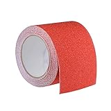 uxcell Rutschfestes Griffband, 80er-Körnung, mattierte Oberfläche, PVC-Warnband, wasserdicht, für Stufen, 4,6 m x 10,2 cm (L x B) rot