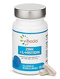 Vihado Zink Kapseln mit L-Histidin – Zink Histidin Komplex für Stoffwechsel, Immunsystem, Fruchtbarkeit, Sehkraft, Haut und Haare – Zink hochdosiert zur Nahrungsergänzung – 60 Kapseln
