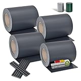 Juskys PVC Sichtschutzstreifen Doppelstabmatten Zaun 4er Set - 4 Rollen á 35m x 19cm - 120 Befestigungsclips - Zaunfolie Sichtschutz W