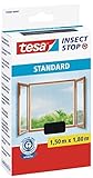 tesa Insect Stop STANDARD Fliegengitter für Fenster - Insektenschutz zuschneidbar - Mückenschutz ohne Bohren - Fliegen Netz anthrazit, 150 cm x 180 cm
