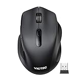 VICTEC Maus kabellos Wireless Mouse, 2.4G Funkmaus, 3200 DPI Doppelseitige Taste Mäuse mit USB Nano Empfänger Für PC Laptop iMac MacBook Microsoft Pro, Office Home,Schwarz