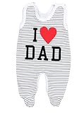 TupTam Unisex Baby Strampler mit Spruch I love Mum and Dad, Farbe: I love Dad Streifen Grau, Größe: 62