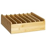 Navaris Deckelhalter aus Bambus - 7 Fächer verstellbar - Aufbewahrung für Deckel - Küchen Organizer - Halter für Schubladen - Ordnungssystem natur