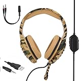 Plyisty Wired Bluetooth Headphones, DJ Headphones, 2020 with Stereo Speakers, Noise Canceling Headphones with Microphone & 7 LED Light Colors, Smartphone/Tablet PC Compatible(Tarngelb)