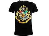 Offizielles T-Shirt Harry Potter Logo Schule Magie und Hogwarts, Farbe Schwarz, 100 % Baumwolle, Kurzarm, Lizenzprodukt, Unisex, Erwachsene und Kinder., Schwarz , XL