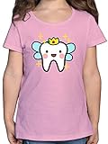 Karneval & Fasching Kinder - Zahnfee mit Krone - 104 (3/4 Jahre) - Rosa - Statement - F131K - Mädchen Kinder T-Shirt