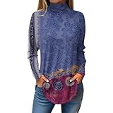 Sweatshirt Damen Casual Longshirts Longsleeve Damen Glitzer Blouse Essentials Hoodie Elegant Tops Oberteile Damen Fashion Oberteile Damen Pullover Winter Damen（6-Royal Blue,S