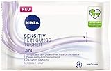 NIVEA 3in1 Sensitiv Reinigungstücher (25 Stück), milde Gesichtsreinigungstücher mit Dexpanthenol, sanfte Abschminktücher für sensible Haut