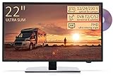 22' Full HD LED Fernseher für Wohnmobile, Ultra Slim Design - DVD/USB/Ci+/Hdmi - 12/24/220 V - DVB-T2/S2/C - Vesa Anschluss