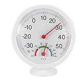 Uniqal Thermometer Hygrometer Nadel rundes Zifferblatt PRueFER innen aussen weiss
