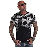 Yakuza Herren Muerte Skull V02 T-Shirt, Schwarz, L
