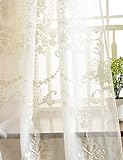 Lactraum Vorhang Wohnzimmer mit Ösen Weiß Tranparent Bestickt Vintage Klassische Voile (Dichte) 145 x 245cm