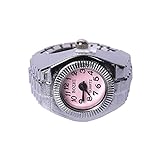 HEling Kreativer Ring für Männer Frauen Kreativer Geschenk-Uhrenring Kupfer Intarsierter Zirkon Versilberter Ring Mini-Uhrenring (C, OneSize)