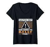 Damen Watch Out Kelly Familientreffen, lustig, passender Familienhumor T-Shirt mit V-Ausschnitt