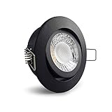 Conceptrun LED Einbaustrahler schwenkbar rund schwarz Aluminium Downlight mit flachem LED Modul für eine geringe Einbautiefe 25mm Deckenspot 230V dimmbar warmweiß