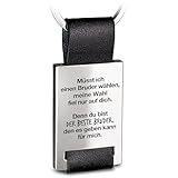 FABACH Bruder Schlüsselanhänger mit Gravur aus Leder - Bester Bruder Schlüsselanhänger für Geschwister - Bruder Geschenk -Schlüsselanhänger Bruder Geschenke- Müsst ich einen Bruder w