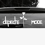 GreenIT Set Exciter Schriftzug und Rose Aufkleber Tattoo die Cut car Decal Auto Heck Deko Folie Depeche Mode (weiß invers)