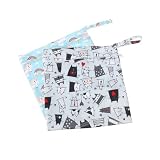 Vaguelly 2er Set Wiederverwendbare Wickeltaschen Für Babys Wasserdichter Windelbeutel Katze + Regenbogen Praktische Aufbewahrung Für Nasse Und Trockene W