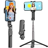 QIMIC Selfie Stick Stativ, 1 Achsen Gimbal Smartphone Stabilisator mit Bluetooth Fernbedienung und 920 mAh Akku, Quick Auto Balance Gimbal Handy Stativ kompatibel mit iPhone & Android