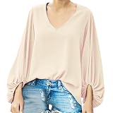 Sale Angebote T-Shirt Rot Bluse Sommer Damen V-Ausschnitt Falten T Shirts Klebe-BHS Für Frauen Kreuz Print Shirt Lange Tops Cropped Tshirt Batik Hippie Dunkelblaues Hemd Metall Tunika 46