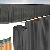STREND PRO Balkon Sichtschutz | PVC sichtschutzmatte | Antrazit | 1m Hoch, 3m Länge | Wetterfester für Privatsphäre, Balkon Windschutz | Balkon Seitensichtschutz ohne Bohren T