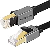 ANNNWZZD CAT 8 Ethernet-Kabel, Flach-LAN-Netzwerkkabel Hochgeschwindigkeits-Patch 40 Gbit/s, 2000 MHz mit vergoldetem RJ45-Anschluss für Router, Modem, PC, Switches, Hub, Laptop, Gaming, Xbox (15M)