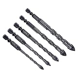CoCud Mauerwerk-Bohrer, 5-12 mm Schneiddurchmesser, 94-124 mm Länge, 1/4' Sechskantschaft, Karbid-Kreuzspitze Beton-Bohrer-Set Schwarz - (für Holz Glas Ziegel Zement), 5-teilig