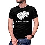 Winter is Coming Wolf Stark GOT Herren Schwarz T-Shirt Size XXL