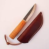CRAFTOMATIK Mittelalter Messer | Handgefertigt Messer | Wikinger Messer | 21 cm | Carbonstahl + Walnußholz + Kamelknochen | Messertasche | LARP | HFK23
