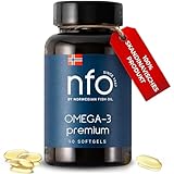 NFO OMEGA 3 PREMIUM [90 Kapseln] Fischöl mit einer hohen Konzentration an EPA und DHA in Form von Triglyceriden mit Vitamin E, Natürlicher Fettsäurekomplex aus Wildfisch, Hergestellt in F
