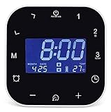 BJH Digitales LCD-Thermometer, wiederaufladbarer Radiowecker, drahtlose Uhr, Desktop-Multifunktion