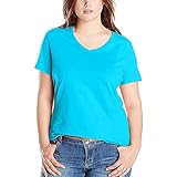 Damen-T-Shirt, einfarbig, V-Ausschnitt, kurzärmelig, Frühling, Sommer, lockere Passform, lässiger Pullover, Übergröße, lustige Tunika, Bluse für Teenager-Mädchen, blau, XXX-Large